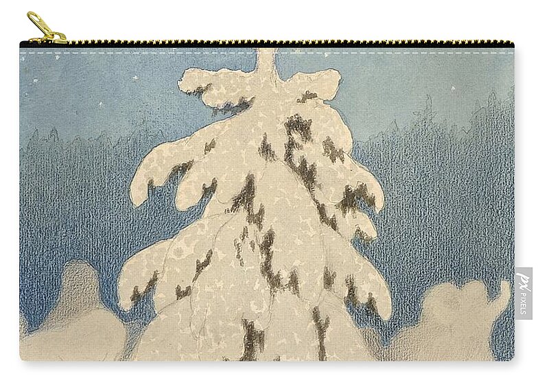 Kittelsen Zip Pouch featuring the painting Kittelsen, Theodor 1857-1914 The Christmas Tree by Celestial Images