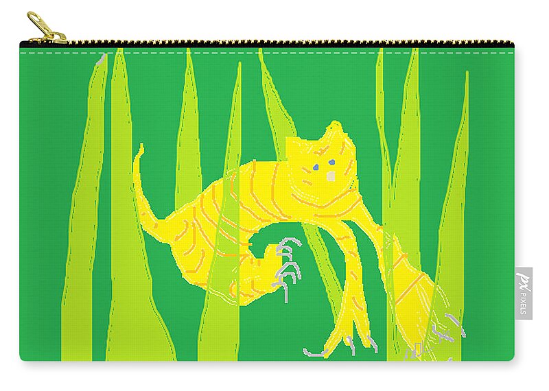 Kitten In The Grass Zip Pouch featuring the painting Kitten in the Grass by Anita Dale Livaditis