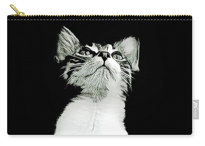 Cat Zip Pouch featuring the digital art Kitten Queen by David G Paul