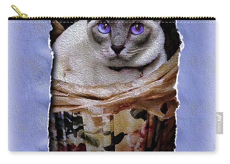 Photograph Zip Pouch featuring the photograph Kitty in a Basket by Reynaldo Williams