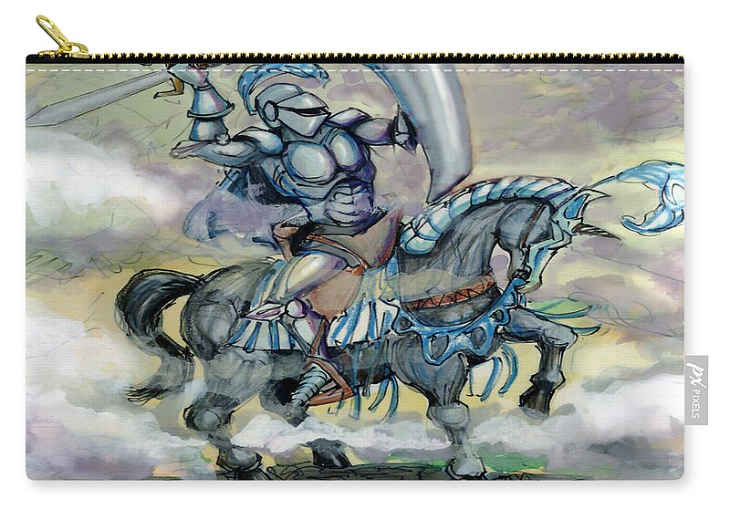 Knight Zip Pouch featuring the greeting card Knight by Kevin Middleton