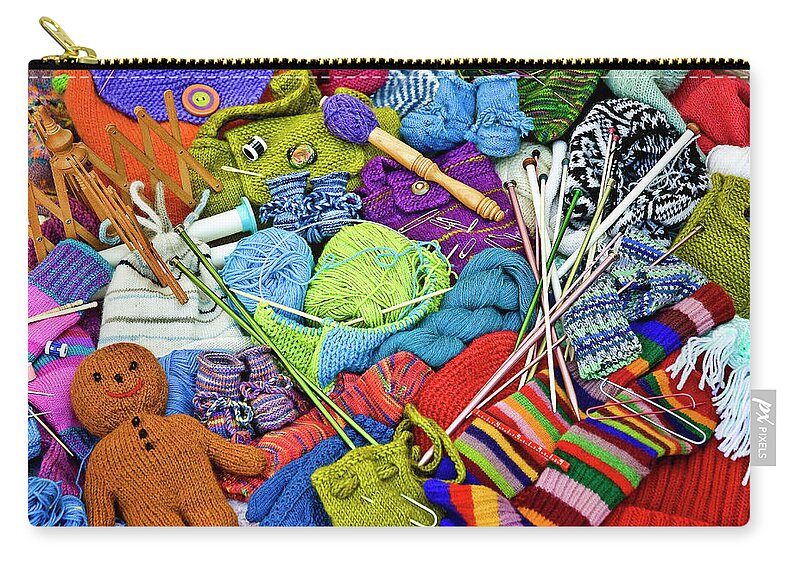 Jigsaw Puzzle Zip Pouch featuring the photograph Knit One Purl Two by Carole Gordon