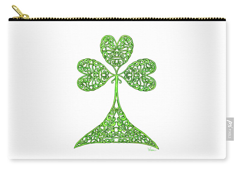 Lise Winne Zip Pouch featuring the drawing Knotted Shamrock by Lise Winne