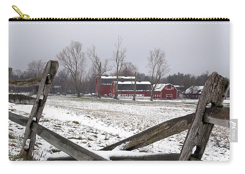 Barn Zip Pouch featuring the photograph Knox Farm in WInter 0980 by Guy Whiteley