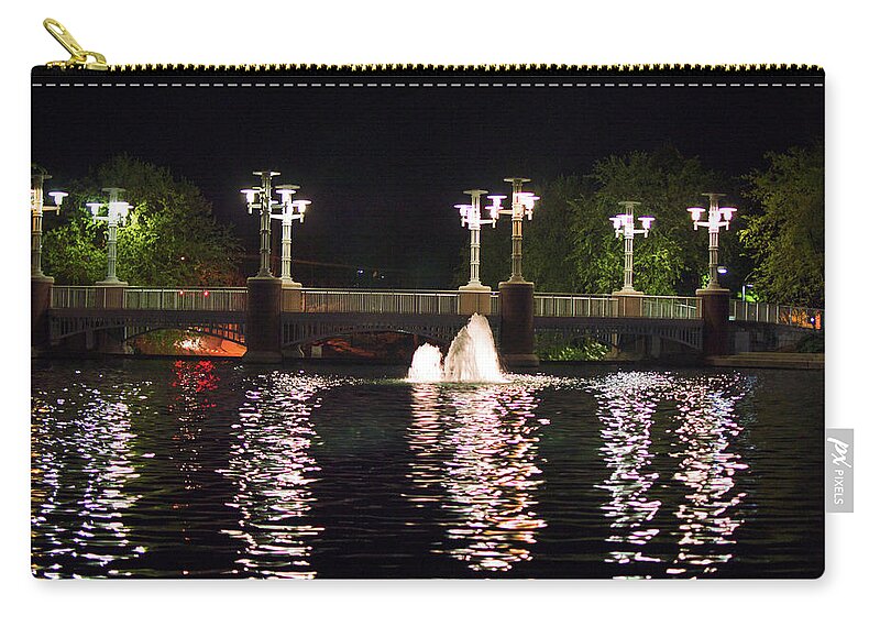 Ken Zip Pouch featuring the photograph Knoxville Tennessee Bridge And Fountain by Ken Figurski