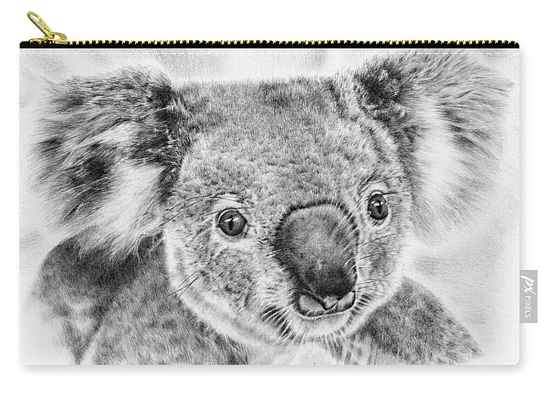 Koala Zip Pouch featuring the drawing Koala Newport Bridge Gloria by Casey 'Remrov' Vormer