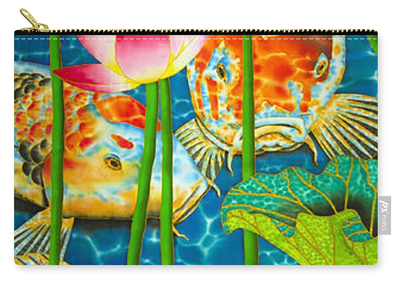 Lotus Pond Zip Pouch featuring the painting Koi by Daniel Jean-Baptiste