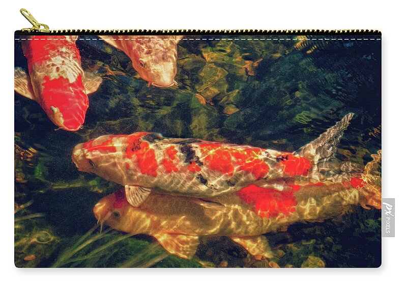 Fish Zip Pouch featuring the photograph Koi Fish Fresco Two by Tony Grider