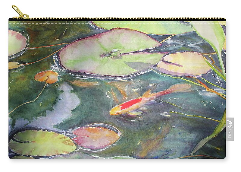 Feng Shui Zip Pouch featuring the painting Koi Pond 2 by Madeleine Arnett