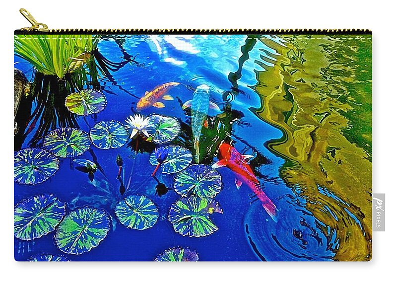 Koi Zip Pouch featuring the photograph Koi Pond by Gini Moore