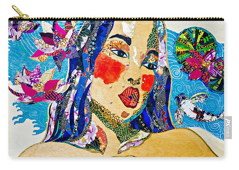 Koi Zip Pouch featuring the tapestry - textile Koi Princess by Apanaki Temitayo M