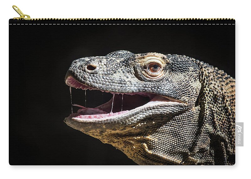 Zoo Zip Pouch featuring the photograph Komodo Dragon Profile by Bill Cubitt