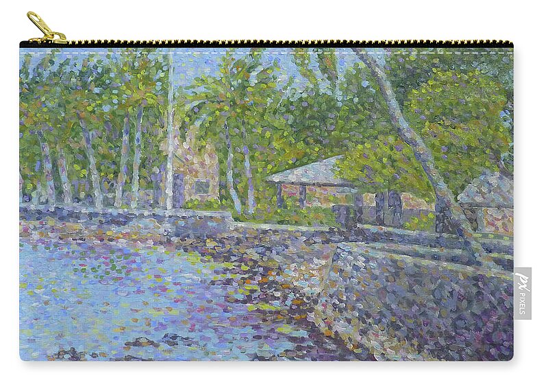 Landscape Zip Pouch featuring the painting Kona Inn View by Stan Chraminski