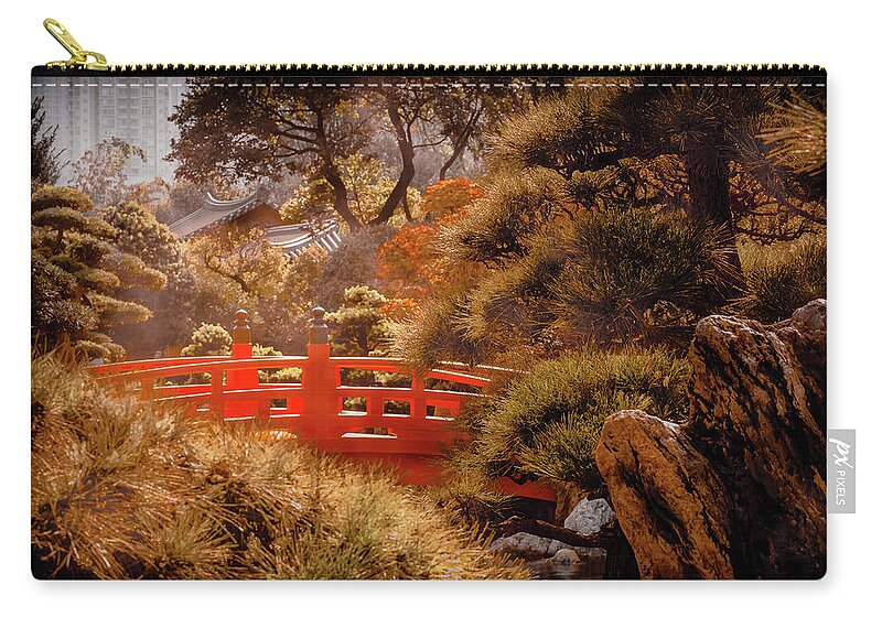 Architecture Zip Pouch featuring the photograph Kowloon - Red Bridge by Mark Forte