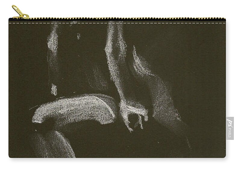 Figure Drawing Zip Pouch featuring the drawing Kroki 2014 10 18_3 Figure Drawing White Chalk by Marica Ohlsson