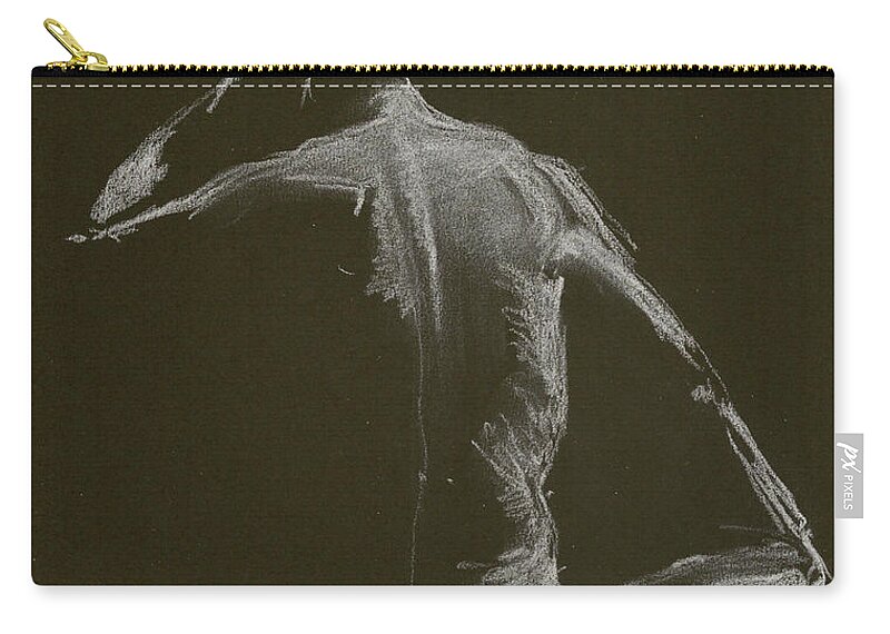 Figure Drawing Zip Pouch featuring the drawing Kroki 2015 01 10_14 Figure Drawing White Chalk by Marica Ohlsson