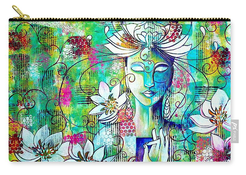 Julie-hoyle Zip Pouch featuring the painting Kwan Yin by Julie Hoyle