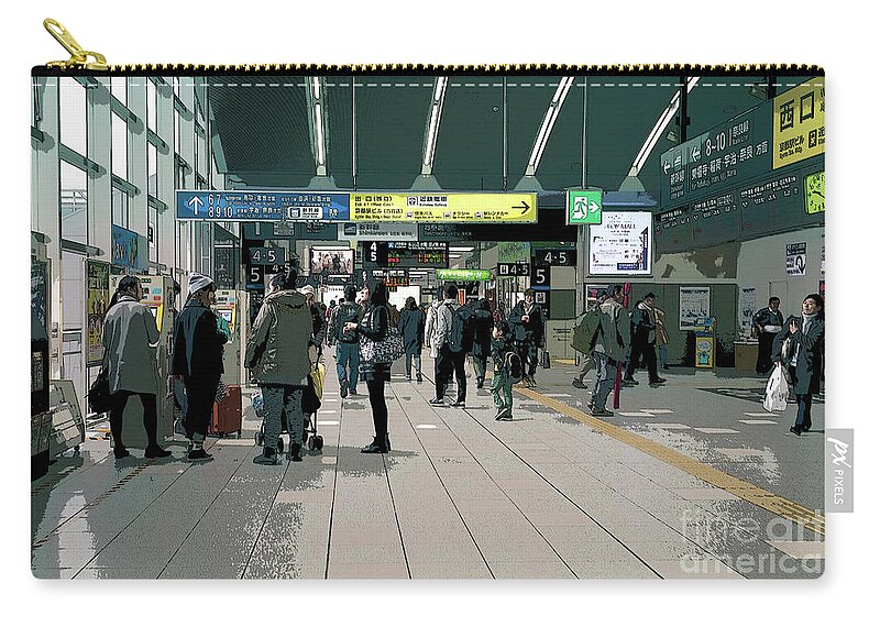 Escalator Zip Pouch featuring the photograph Kyoto Station, Japan Poster 2 by Perry Rodriguez