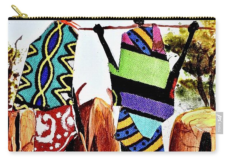 African Artists Zip Pouch featuring the painting L-243 by Albert Lizah