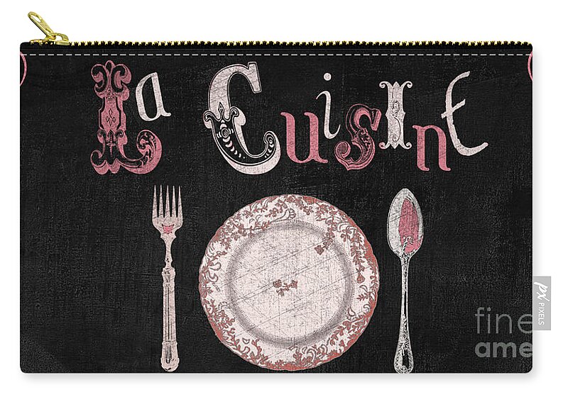 Paris Zip Pouch featuring the painting La Cuisine Vintage Dinner Plate by Mindy Sommers
