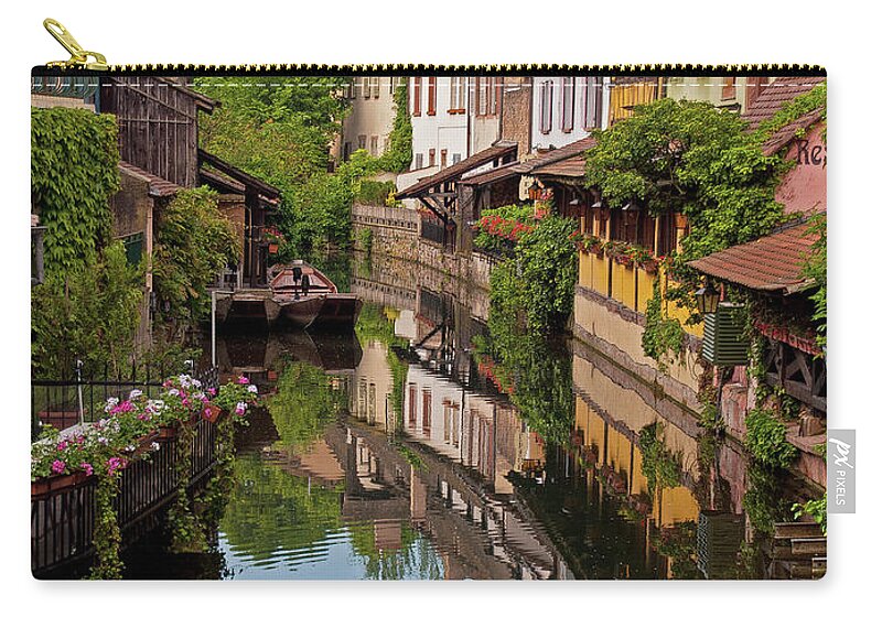 La Petite Venice Zip Pouch featuring the photograph La Petite Venice at Rest - Colmar, France by Denise Strahm