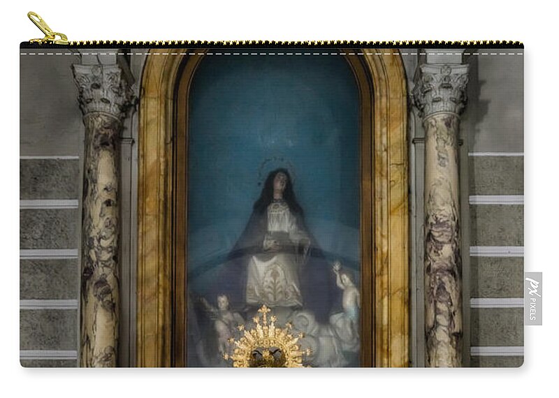 Catholic Zip Pouch featuring the photograph La Pieta Statue by Adrian Evans