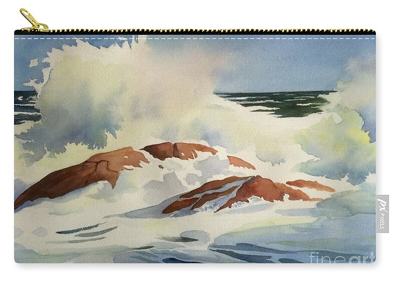 Aquarelle Zip Pouch featuring the painting La Vague by Francoise Chauray