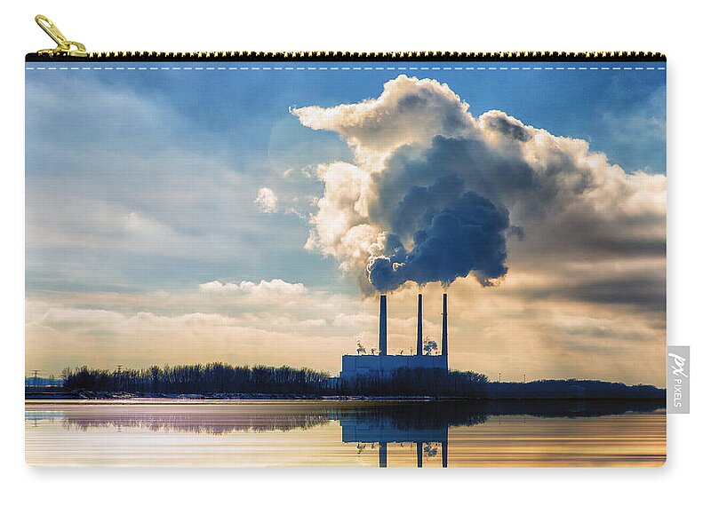 Power Station Zip Pouch featuring the photograph Labadie Power Station by Bill and Linda Tiepelman