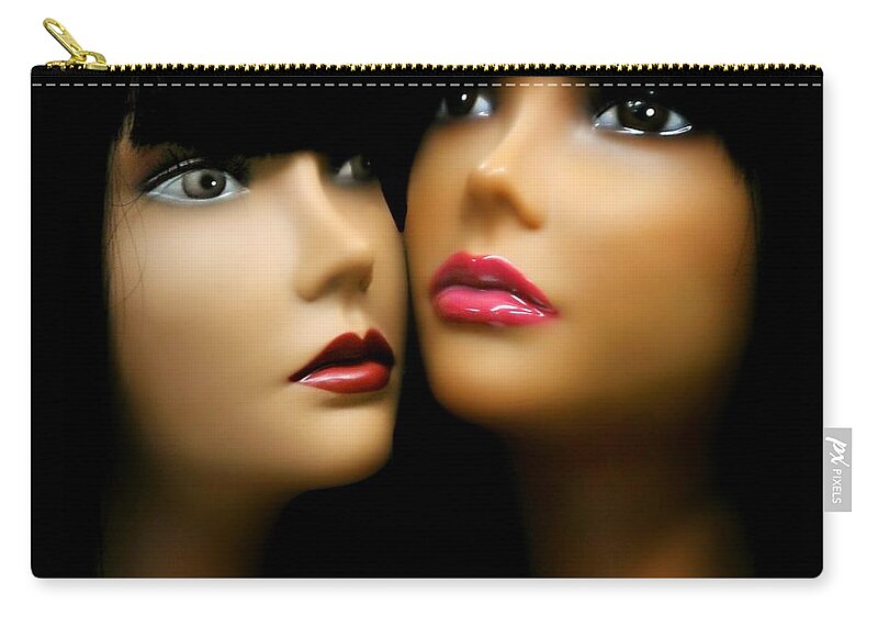 Two Female Mannequins Zip Pouch featuring the photograph Ladies of the Evening by Diana Angstadt