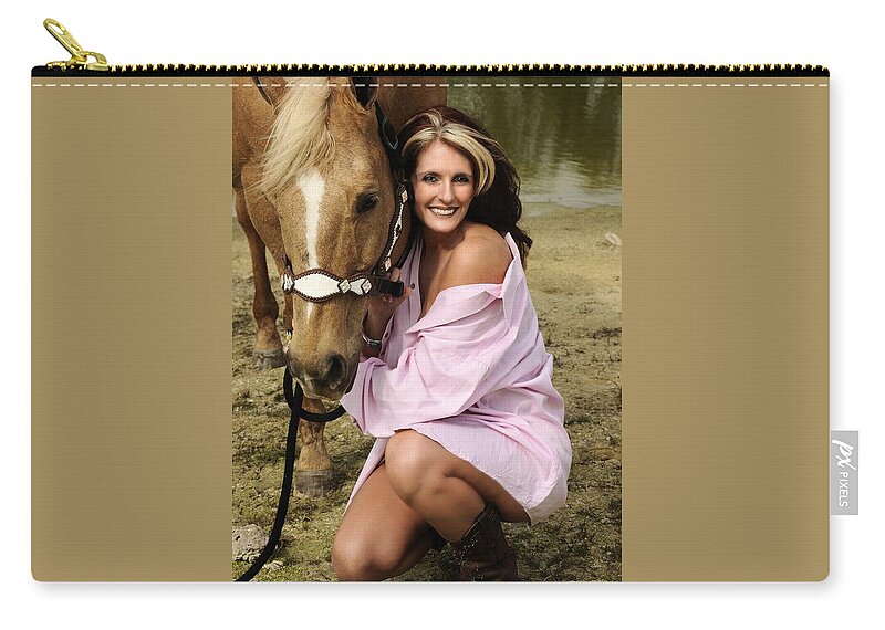 Gina Zip Pouch featuring the photograph Lady and Her Horse 2 by Keith Lovejoy