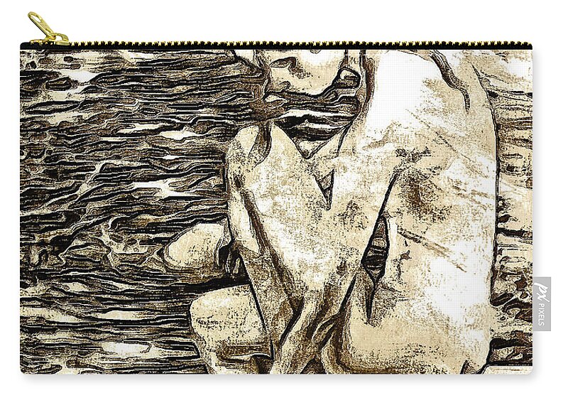 Lake Zip Pouch featuring the digital art Lady at the Lake by Humphrey Isselt