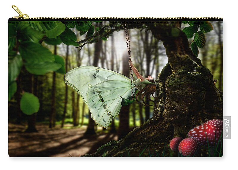 Butterfly Zip Pouch featuring the digital art Lady Butterfly by Alessandro Della Pietra