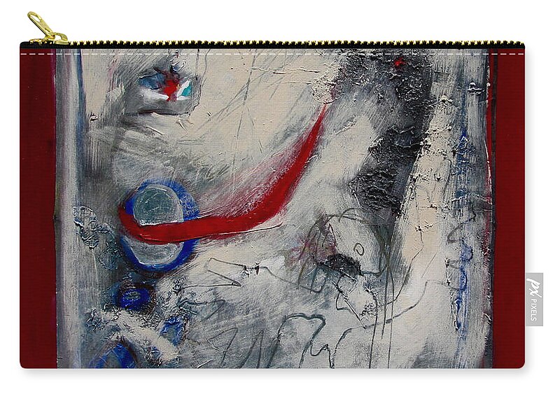 Abstract Expressionism Zip Pouch featuring the painting Lady Deciding by Carole Johnson