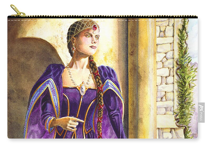 Camelot Zip Pouch featuring the painting Lady Ettard by Melissa A Benson