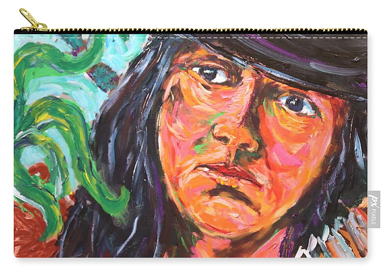 Portrait Carry-all Pouch featuring the painting Lady in black hat by Madeleine Shulman