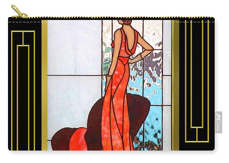 Art Deco Carry-all Pouch featuring the digital art Lady in Red - Frame 5 by Chuck Staley