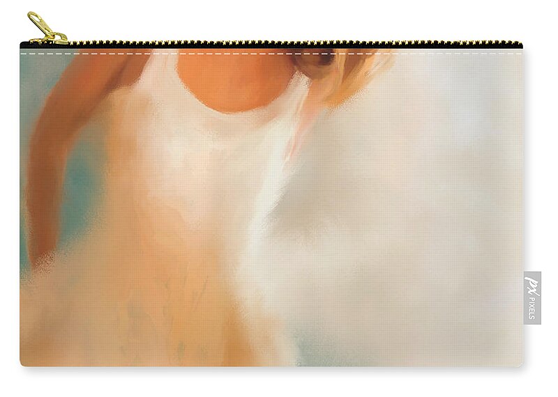 Woman Zip Pouch featuring the painting Lady in White by Colleen Taylor