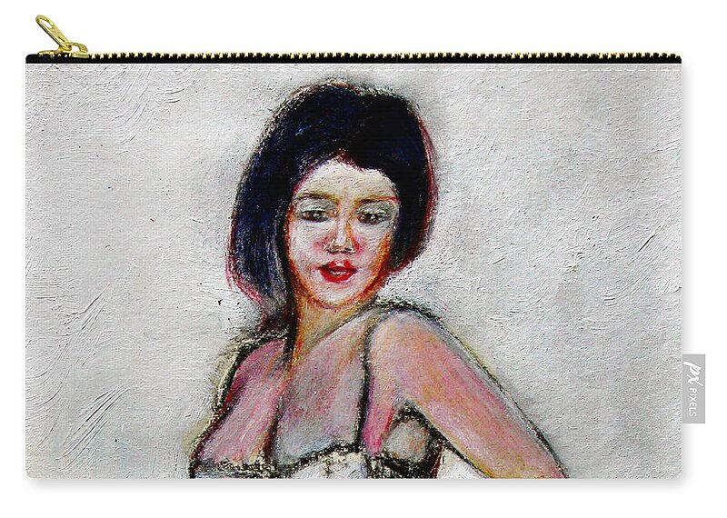 Lady Zip Pouch featuring the painting Lady Jane with red lipstick by Tom Conway