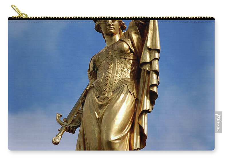 Statue Zip Pouch featuring the photograph Lady Justice in Bruges by RicardMN Photography