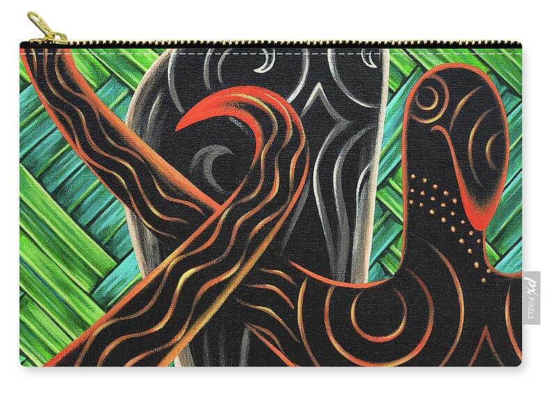 Sumerian Zip Pouch featuring the painting Lady Maniraptora by Victor Rosario