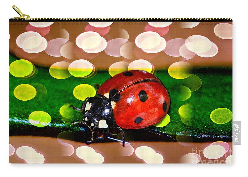Ladybug In Red Zip Pouch featuring the photograph Ladybug in Red by Kasia Bitner