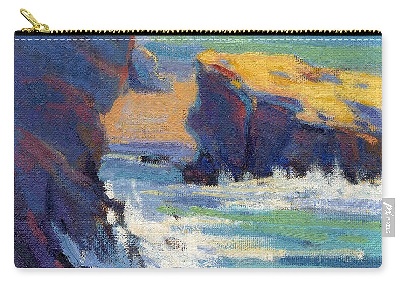 Laguna Zip Pouch featuring the painting Laguna Rocks by Konnie Kim