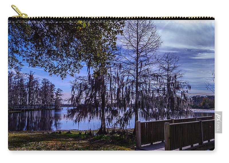 Water Zip Pouch featuring the photograph Lake Bridge 1 by Leticia Latocki