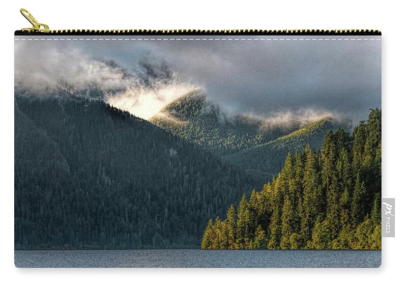 Lake Zip Pouch featuring the photograph Lake Crescent Eve by Michael Hope