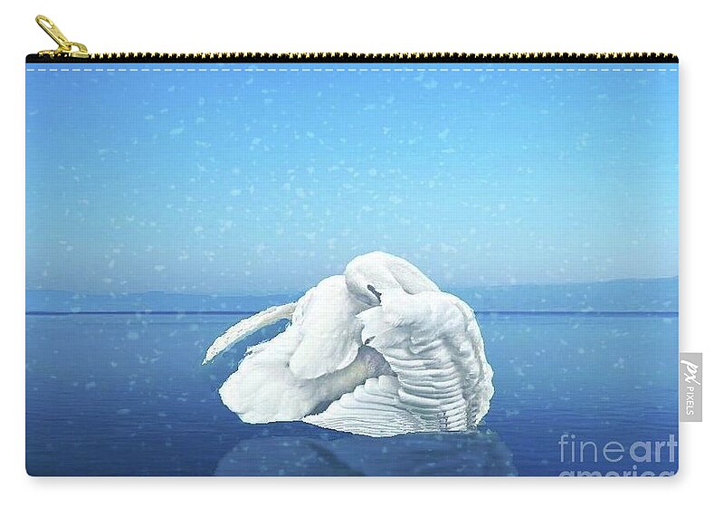 Lake Zip Pouch featuring the photograph Lake Effects and the Trumpeter Swan by Janette Boyd