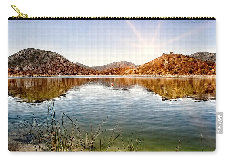 Dam Zip Pouch featuring the photograph Lake Hodges Sunrise by Alison Frank