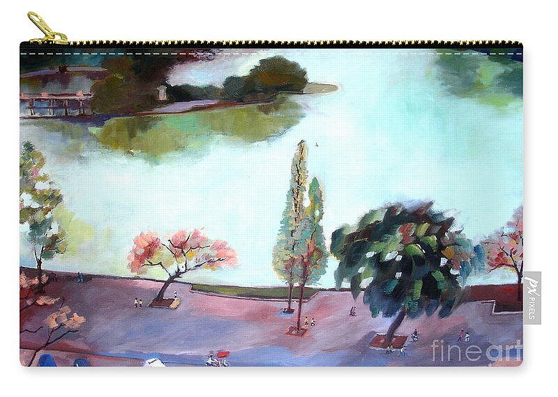  Zip Pouch featuring the painting Lake in Hanoi by Kim PARDON