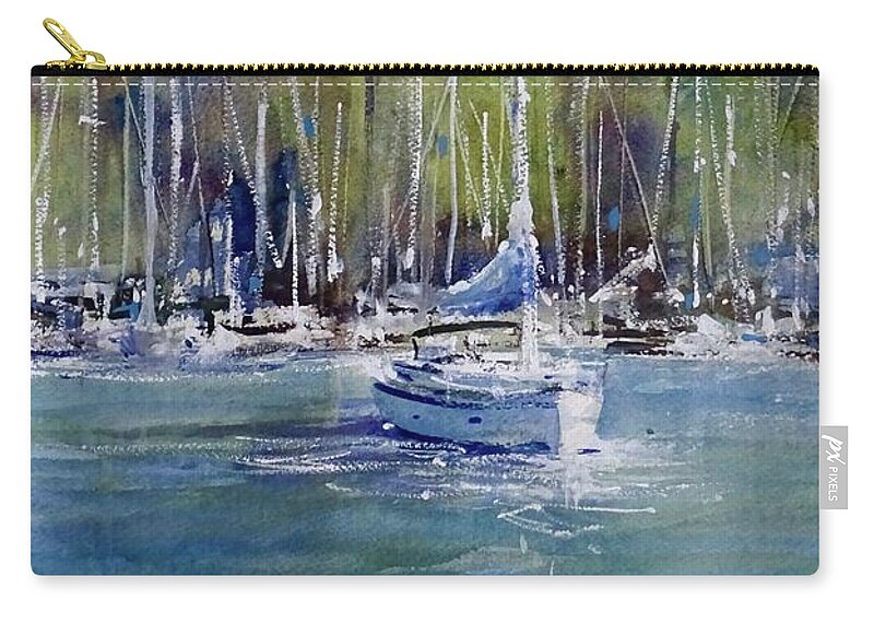 Sailing Zip Pouch featuring the painting Lake Macatawa, July 2017 by Sandra Strohschein