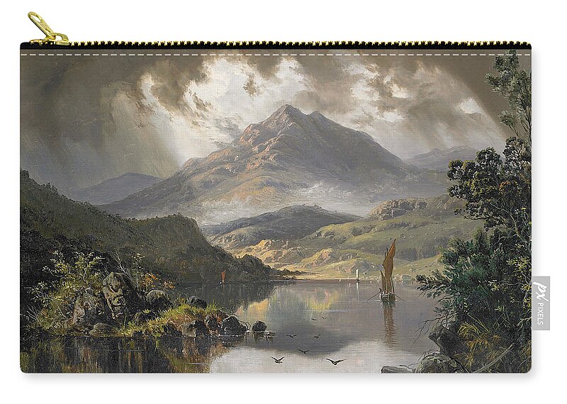 Haughton Forrest Zip Pouch featuring the painting Lake Scene by Haughton Forrest