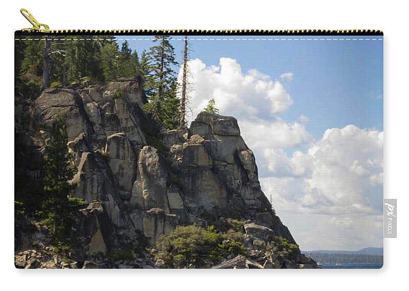 Lake Tahoe Zip Pouch featuring the photograph Lake Tahoe Cliffs by Bryant Coffey